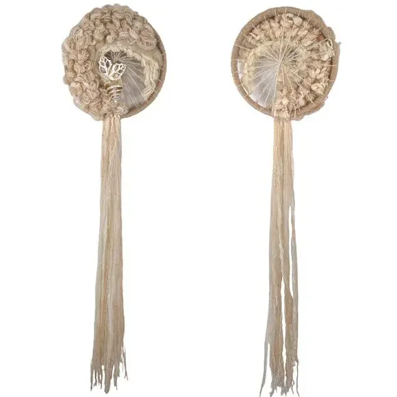 Vintage Handmade Macrame Seashell Wall Hanging Boho Beach Tufted Dream Catcher - Picture 2 of 6